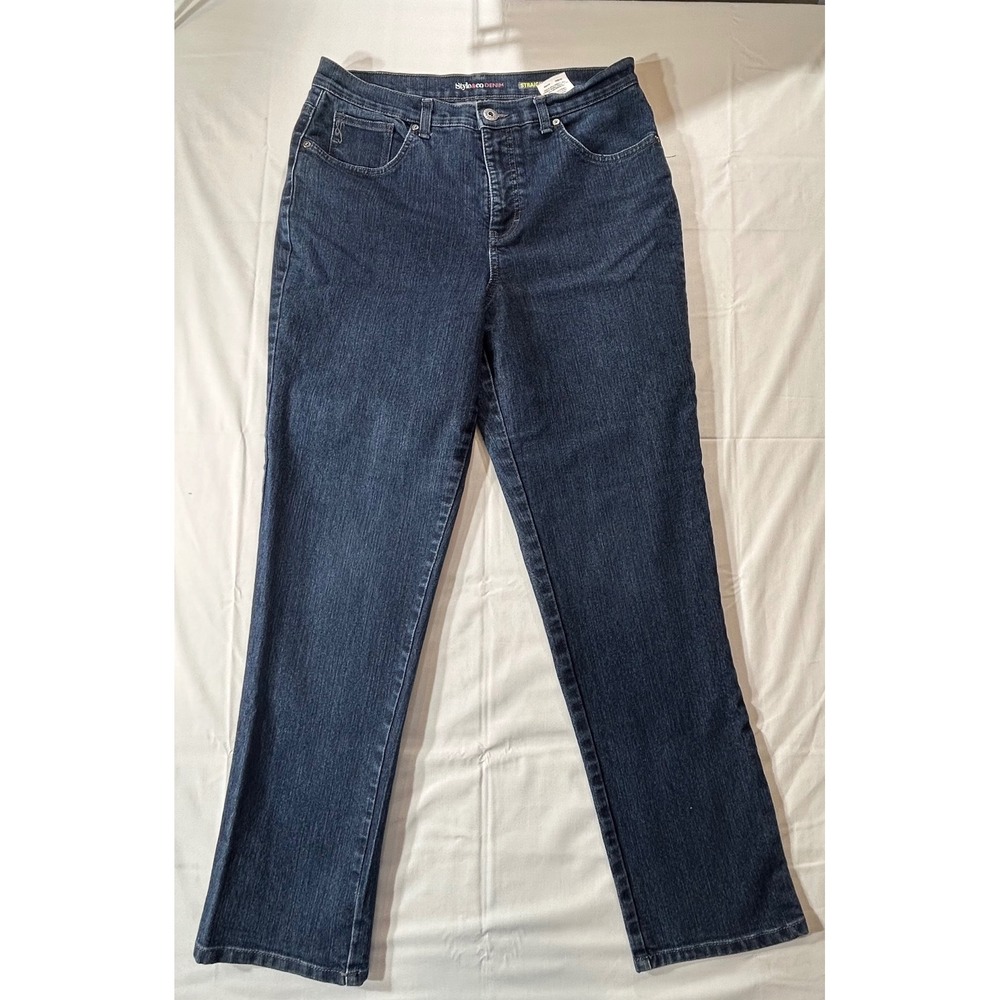 Style & Co Denim Womens Straight Leg Jeans Dark Wash Blue Size 12